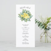 Light Yellow Peony & Roos Floral Wedding Programs Menu (Staand voorkant)