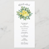 Light Yellow Peony & Roos Floral Wedding Programs Menu (Voorkant)