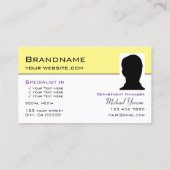 Light Yellow White Simple met Monogram en foto Visitekaartje (Achterkant)