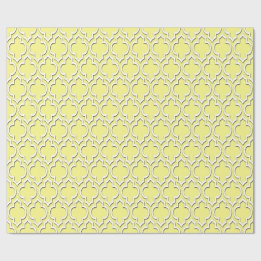 Light Yellow White XL Moroccan Quatrefoil #7DS Cadeaupapier (Vlak)