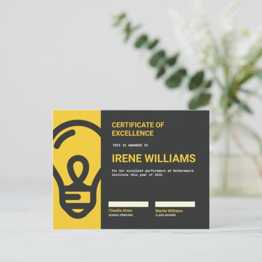 Lightbulb Academic Certificate Briefkaart (Staand voorkant)