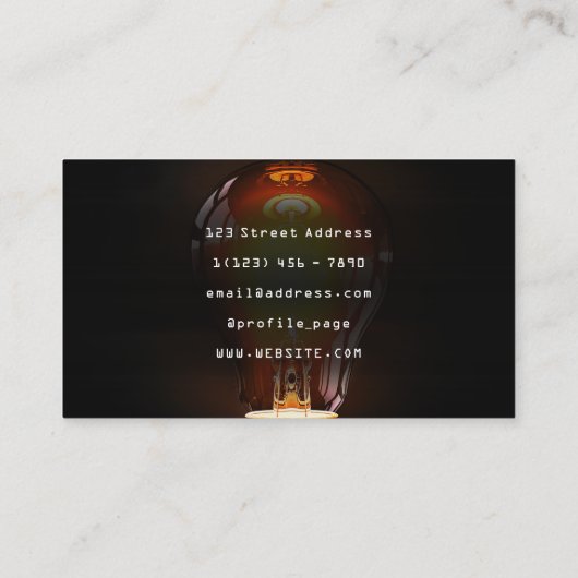 Lightbulb afbeelding afdekking elektrisch visitekaartje (Achterkant)