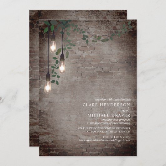 Lightbulb Botanical Garland Brick Virtual Kaart (Voorkant / Achterkant)