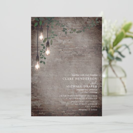 Lightbulb Botanical Garland Industrial Brick Kaart (Staand voorkant)