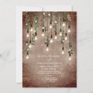 lightbulb Brick White Floral Wedding Kaart