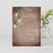 Lightbulb Greenery Garland Brick bruiloft Kaart (Staand voorkant)