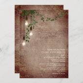 Lightbulb Greenery Garland Brick bruiloft Kaart (Voorkant / Achterkant)