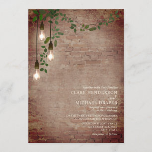 Lightbulb Greenery Garland Brick bruiloft Kaart