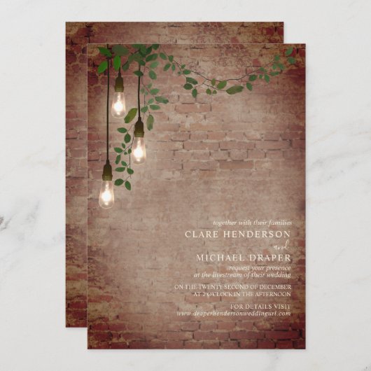 Lightbulb Greenery Garland Brick Virtual Kaart (Voorkant / Achterkant)