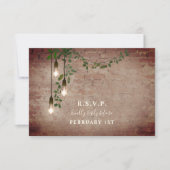 Lightbulb Greenery Garland Brick Wedding RSVP (Voorkant)