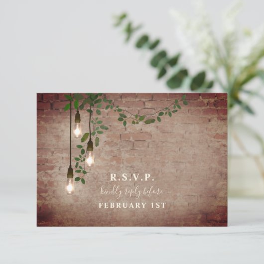 Lightbulb Greenery Garland Brick Wedding RSVP (Staand voorkant)