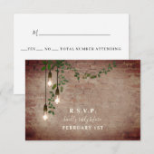 Lightbulb Greenery Garland Brick Wedding RSVP Kaartje (Voorkant / Achterkant)