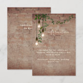 Lightbulb Greenery Garland Wedding Information Kaart (Voorkant / Achterkant)