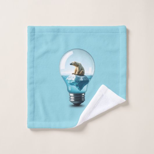 Lightbulb Iceberg - Polar Bear in a Lightbulb Bad Handdoek (Wasdoekje)