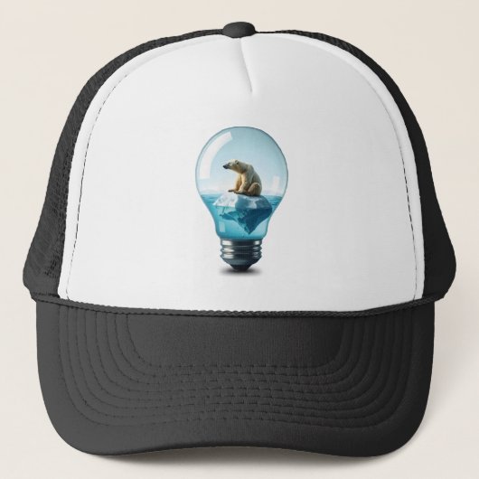Lightbulb Iceberg - Polar Bear in a Lightbulb Trucker Pet (Voorkant)