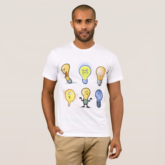 Lightbulb karakters Mannen T-shirt (Voorkant volledig)