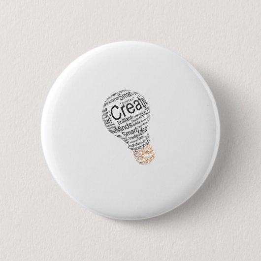 lightbulb met typografie die creativiteit viert ronde button 5,7 cm (Voorkant)