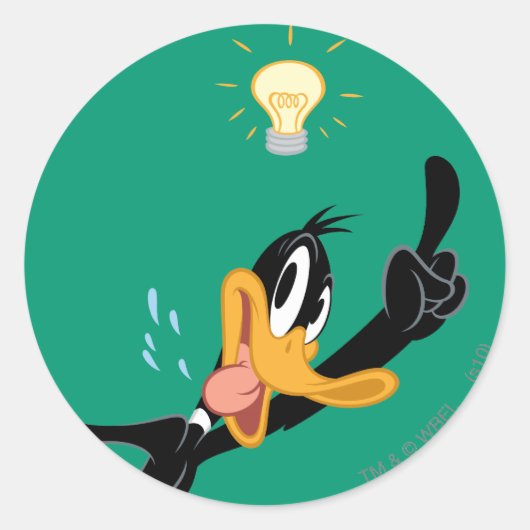 Lightbulb over DAFFY DUCK™'s Head Ronde Sticker (Voorkant)