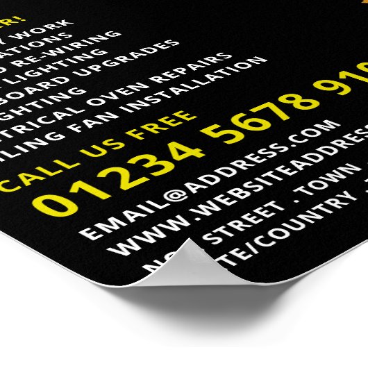 Lightbulb schets ontwerp, elektricien Adverteren Poster (Hoek)