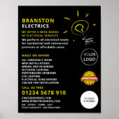 Lightbulb schets ontwerp, elektricien Adverteren Poster (Voorkant)