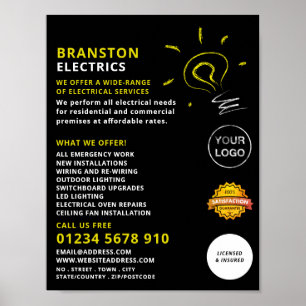 Lightbulb schets ontwerp, elektricien Adverteren Poster