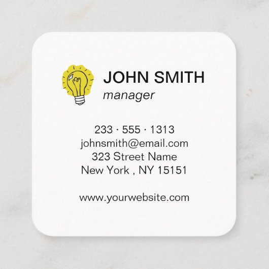 Lightbulbidee Vierkante Visitekaartje (Achterkant)