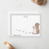 Lightdole Labradoodle Dogs Border Monogram   Notitiekaartje (Voorkant / Achterkant in situ)