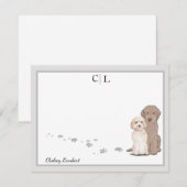 Lightdole Labradoodle Dogs Border Monogram   Notitiekaartje (Voorkant / Achterkant)