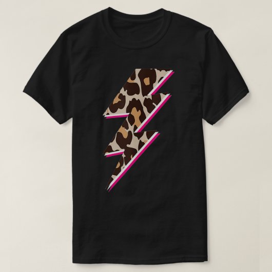 Lightening Bolt Cheetah Print, Leopard Print Light T-shirt (Design voorkant)