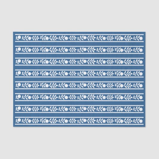 Lighter Blue Bone Inlay Floral Border Decoupage  Tissuepapier (Voorkant)