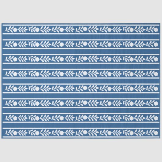 Lighter Blue Bone Inlay Floral Border Decoupage Tissuepapier (Voorkant)