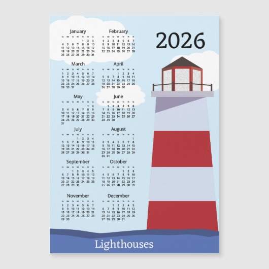 Lighthouse 2026 Calendar Magnetic Card (Voorkant)