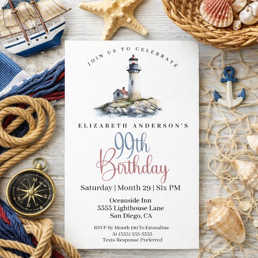 Lighthouse 99th Birthday Kaart