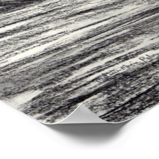 Lighthouse and Sailboat charcoal drawing Poster (Hoek)