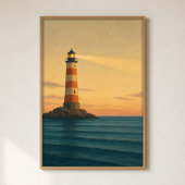 Lighthouse at Dusk Watercolour Coastal Art Poster