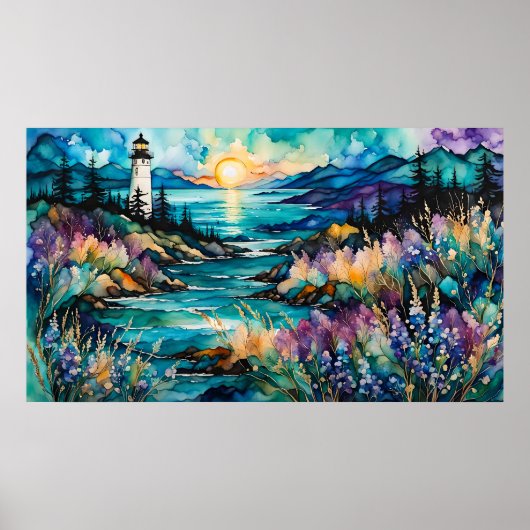 Lighthouse Bay Mountain Wildflower Garden Poster (Voorkant)