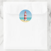 Lighthouse Beach Bruiloft Ocean Beach Vrijgezellen Ronde Sticker (Tas)