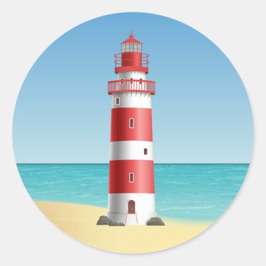 Lighthouse Beach Bruiloft Ocean Beach Vrijgezellen Ronde Sticker (Voorkant)