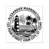 Lighthouse Beach Palm Trees Naam RET Adres Zelfinktende Stempel (Design)