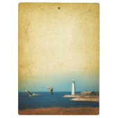 Lighthouse Beach Scene Monogram Initiaal Clip Boar Klembord (Achterkant)