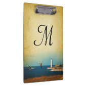 Lighthouse Beach Scene Monogram Initiaal Clip Boar Klembord (Rechts)
