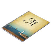 Lighthouse Beach Scene Monogram Initiaal Notitiebo Notitieboek (Linkerzijde)