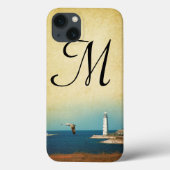Lighthouse Beach Scene Monogram IPAD Case (Achterkant)