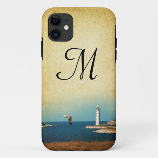 Lighthouse Beach Scene Monogram IPHONE 5 Hoesje (Achterkant)