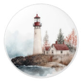 Lighthouse Beach Seaside kustlandschap Keramische Knop (Voorkant)