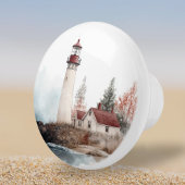Lighthouse Beach Seaside kustlandschap Keramische Knop