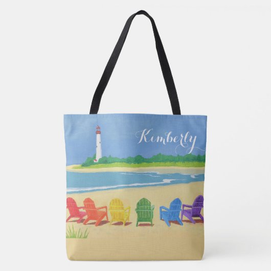 Lighthouse Beach Stoelen gepersonaliseerd Tote Bag (Voorkant)