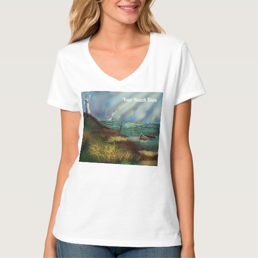 Lighthouse Beach T-shirt voor dames (Voorkant)