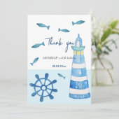 Lighthouse Beach Waterverf Handbeschilderd Bedankkaart (Staand voorkant)