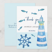 Lighthouse Beach Waterverf Handbeschilderd Bedankkaart (Voorkant / Achterkant)